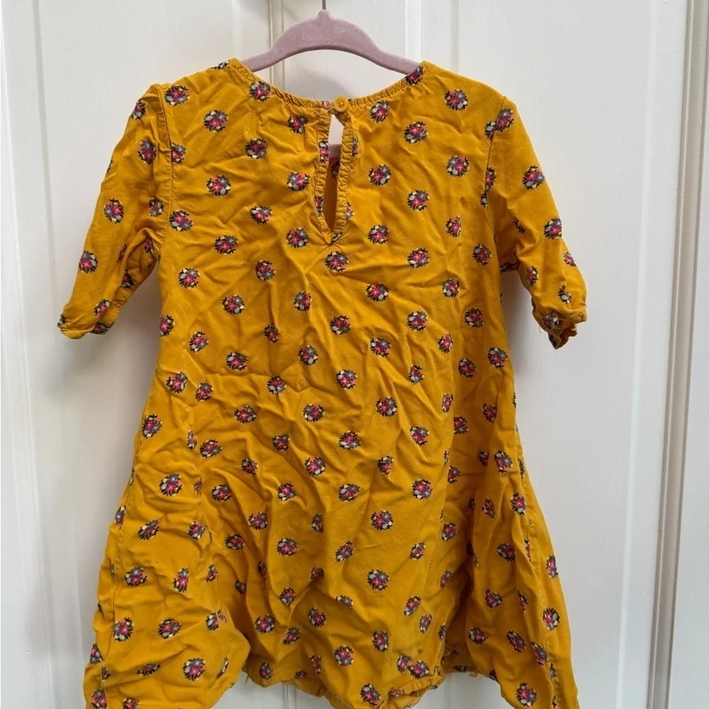 Old Navy 4T Girls Yellow Fall Floral 3/4 Sleeve Dress